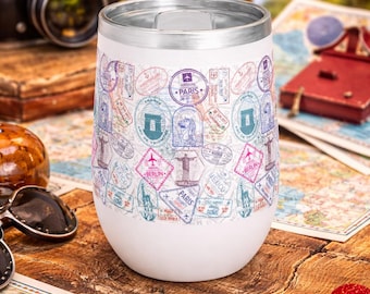 Travel Stamp Edelstahl Weinbecher, Thermos Trinkgefäß, Outdoor Zubehör