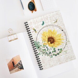 Notatnik spiralny Sunflower - linia liniowana, kwiatowy dziennik, prezent dla miłośników ogrodów, artykuły szkolne, pisanie inspirowane naturą