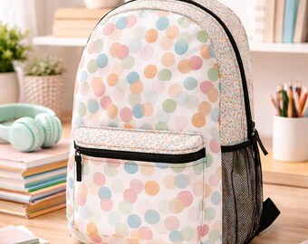 Blue Polka Dot Backpack: Stylish Travel Bookbag, Everyday  display picture 1