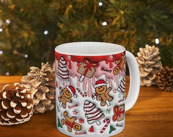 Gingerbread Cookies Pattern Mug | Christmas Candy Holiday Ceramic Mug
