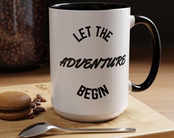 Adventure Begins Coffee Mug: Inspirational Travel Gift