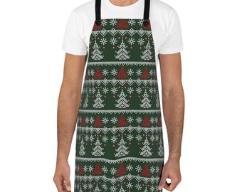 Christmas Tree Knit Apron - Holiday Baking, Festive Kitchen Wear