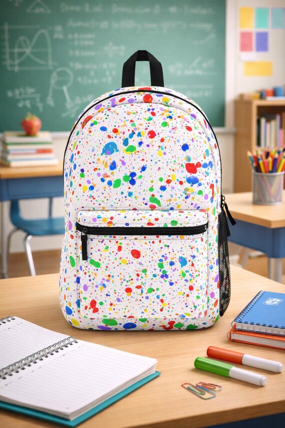 Colorful Splatter Art Backpack, Vibrant School Bag, Youth  display picture 2