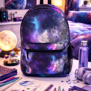 Mochila con temática galáctica, ideal para la vuelta al cole, mochila escolar cósmica, mochila de viaje espacial, regalo único para estudiantes, mochila de aventura astral.