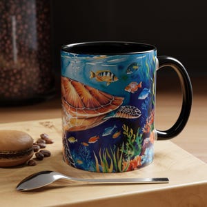 Ocean Turtle Coffee Mug: Colorful Sea Life, Beach Decor