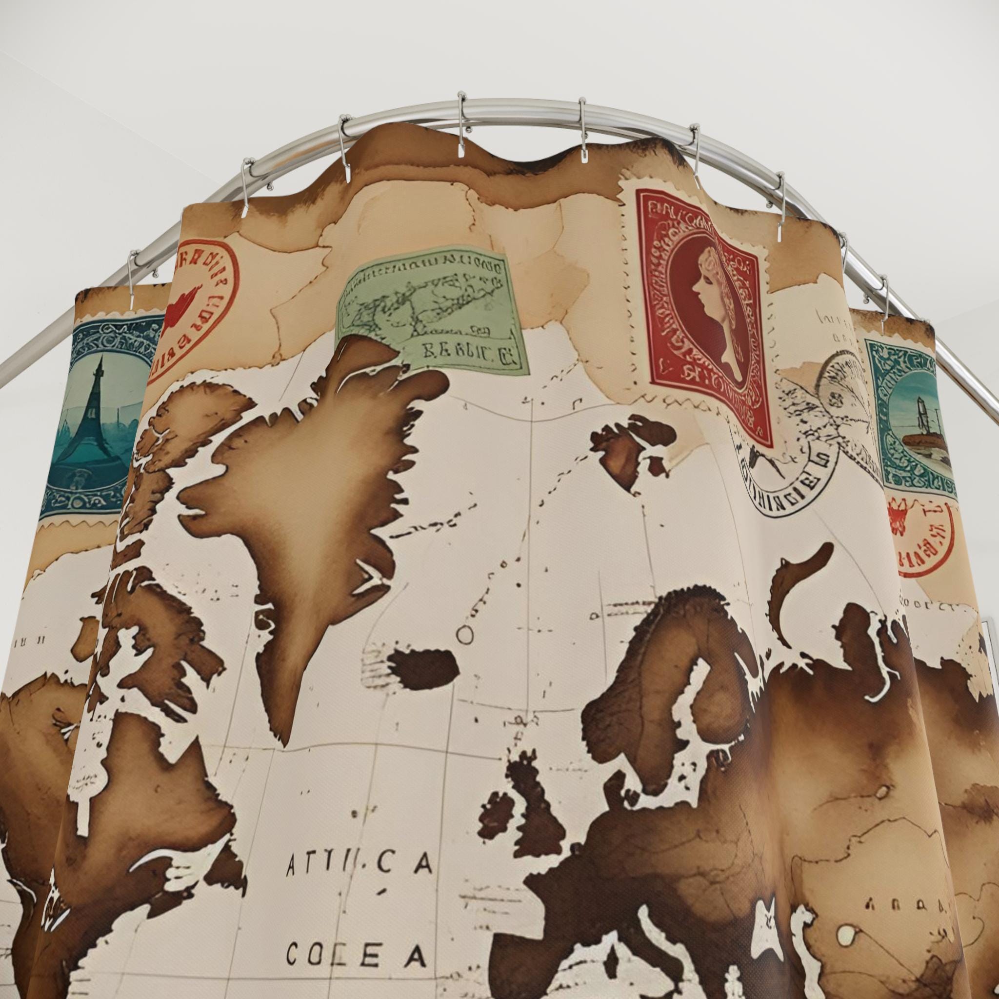 Vintage World Map Shower Curtain Travel Stamps Nautical Compass Etsy vintage-world-map-shower-curtain-travel-stamps-nautical-compass-etsy