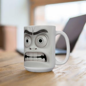 Wide-Eyed Screaming Face Mug | Ceramic Coffee Cup