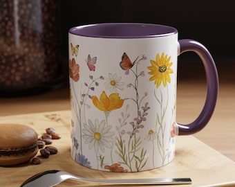 Floral Garden Coffee Mug: Nature Lover's Ceramic Cup