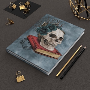 Diário de caveira gótica, caderno de capa dura fosco, diário de arte sombria, perfeito para o Halloween, presente exclusivo para escritores, decoração gótica