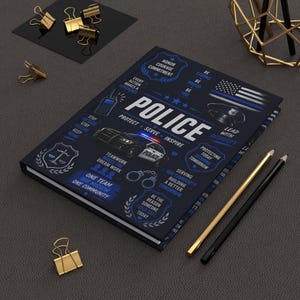 Police Emblem Notebook Hardcover Journal | Thin Blue Line, Patrol Car, Badge