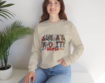 Infirmière de Noël Sweat-shirt unisexe à col rond en mélange épais