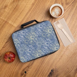 Floral Insulated Lunch Bag: Blooming Blue Tote, Picnic Accessory