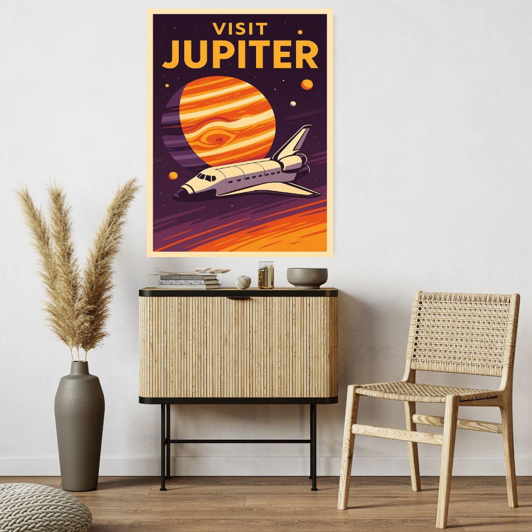 Visit Jupiter – Retro Space Travel Poster | Vintage Sci-fi Wall Art ...