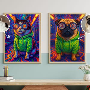 Custom Pet Portrait Digital Download | Psychedelic Neon Pet Art | Trippy Pet Illustration | Personalized Pet Wall Decor Gift | Custom Design