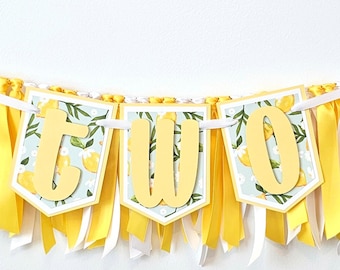 Lemon Highchair Banner & Ribbon Garland Set: Amalfi Coast Second Birthday Decor