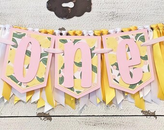 Pink Lemon Highchair Banner & Garland Set: Amalfi Coast 1st Birthday Decor