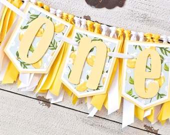 Lemon Highchair Banner & Garland Set: Amalfi Coast 1st Birthday Decor
