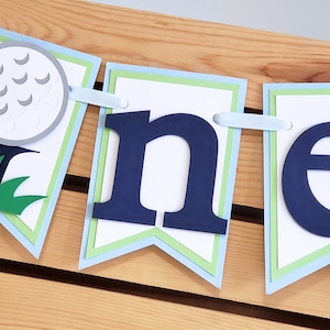 Hole In ONE Golf Highchair Banner, Light Blue and Light Green, Golf First Birthday, One Banner, Golf Birthday Decoration, Handcrafted Banner