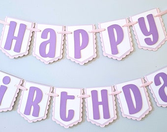 Lavender & Pink Happy Birthday Banner: Handcrafted Party Decor
