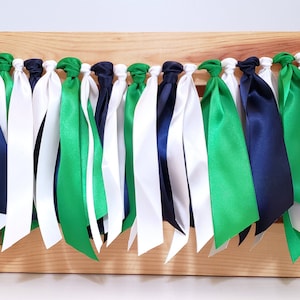 Navy, Green, and White Ribbon Garland: Party Photo Prop