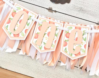 Peach Highchair Banner & Ribbon Garland Set: Sweet As a Peach Birthday