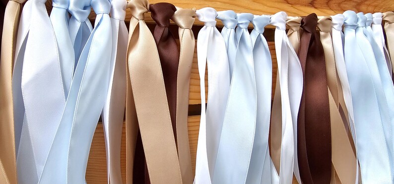 Blue Ribbons Hanging Light Blue & Brown Ribbon Garland: Highchair Decor, Photo Prop - Etsy