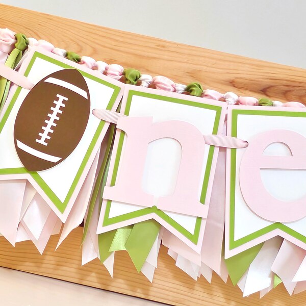 First Year Down Geburtstagsbanner – Fußball-Thema, 1. Geburtstag, Grüner Glitzer, Ca. 1,4 M Lang, Fertig Montiert