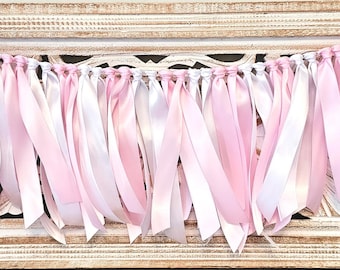 Pink and White Ribbon Garland: Highchair Party Decoration