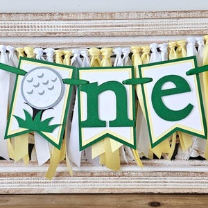Hole In ONE Highchair Banner: Golf First Birthday, Green & Yellow