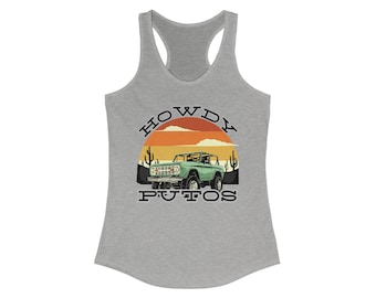 Vintage Howdy Putos Racerback Tank Top, Summer Vibes, Casual Wear, Boho Aesthetic, Western Style Tee, Gift for Friends