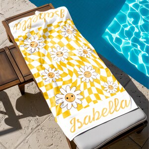 Personalized RETRO gifts, Beach towel with name, Birthday gift towel, Personalized retro beach towel, Bath towel, Pool towel, Vacation gift