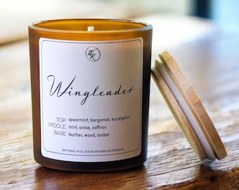 Wingleader Book Scented Soy Candle: Leather, Mint, Bergamot- Xaden Riorson