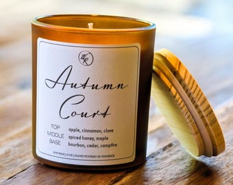 Autumn Court Soy Candle: Spiced Honey, Apple, Bourbon Scented - ACOTAR Inspired