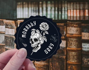 Morally Gray Skeleton Bookish Sticker, Dark Romance Fantasy Thriller Booktok Sword Rose Kindle Romantasy Reader Gothic