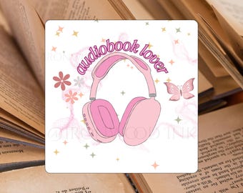 Audiobook Lover Vinyl Sticker Funny Gift Reading Theme Bookish Booktok Gift for Her Laptop Stickers Water Bottle E-reader Decor