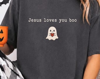 Christian Halloween Ghost PNG, Jesus Loves You Boo Design (Digital Download)