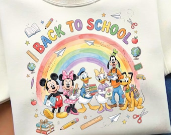 Mouse Friends Back to School PNG, Watercolor School PNG, Teacher Sublimation Design (Digital File)