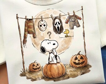Halloween Beagle Dog PNG, Retro Horror Inspired Fall Design, Full Moon Autumn Graphic, Cozy Halloween Gift (Digital Download)