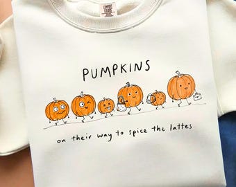 Doodle Pumpkin Spice Latte PNG, grappig herfstparade sublimatieontwerp (digitale download)