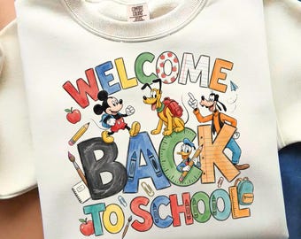 Mouse And Friends Back to School Png, Welcome Back To School Shirt Design (Digital File)