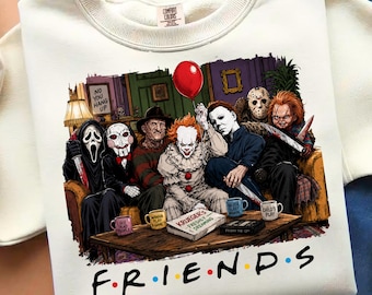 Horror Movie Night Friends, Halloween Squad Png, Spooky Season Group Shirt (Digital Download)