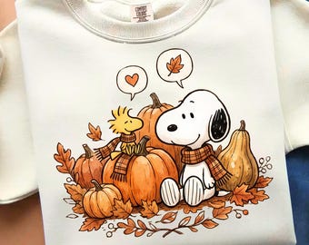 Cartoon Beagle Dog PNG, Pumpkin Cozy Fall Design (Digital Download)