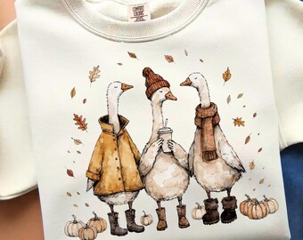Cute Fall Goose PNG, Cozy Season Shirt, Cottagecore Goose Graphic, Thanksgiving Gift (Digital Download)