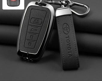 Housse en cuir de luxe pour porte-clés de voiture pour Toyota avec porte-clés - 3 styles de porte-clés différents au choix, RAV4, highlander et plus, tout est 4key.