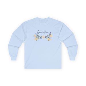 Grandma Grandmother Blue Yellow Floral Ultra Cotton Long Sleeve Tee Gift