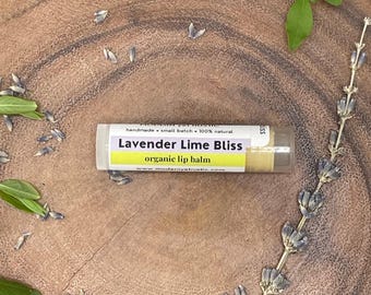 Organic Lip Balm Lavender Lime | Natural Hydrating Lip Butter | Zero Waste Clean Beauty