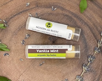 Vanilla Mint Lip Balm, Handmade with Organic Peppermint Oil