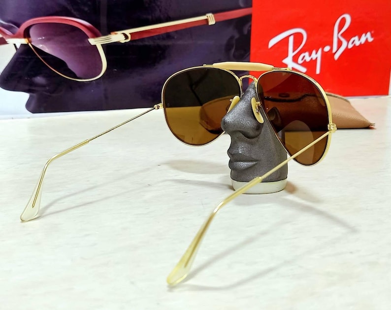 Ray Ban Bausch & Lomb Gold Outdoorsman Sunglasses brown Lens USA Case 62mm mint condition image 8