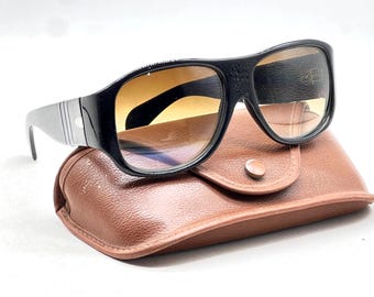 Gafas de sol vintage PERSOL RATTI 6650 Meflecto para hombre, montura de acetato negro macizo