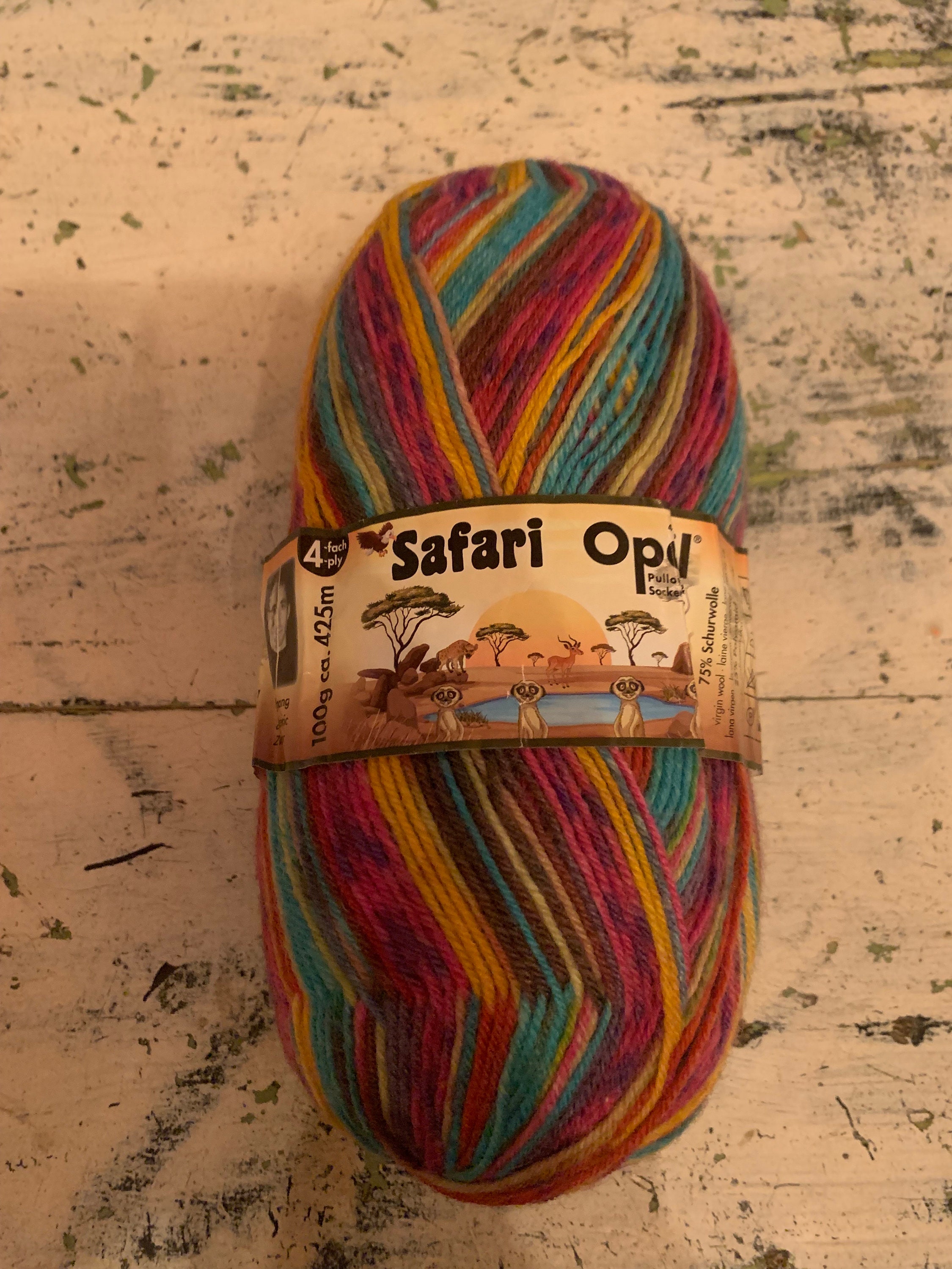 【サイズ交換ＯＫ】 Safari Yarn Sock Wool Opal 9536 Etsy - G 100 編み物・毛糸